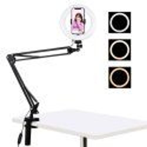 Puluz Desktop Arm Stand With 20cm Led Vlogging Ring Pkt3089b