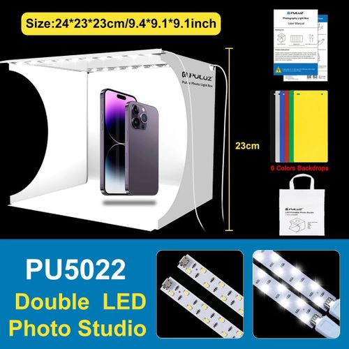 PULUZ-Mini bote  lumire pour studio photo,kit de tente de prise de vue,6 toiles de fond,20cm,25cm,30cm,40cm - Type 2 LED Lightbox