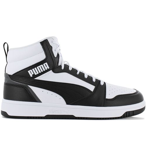 Puma Rebound V6 Mid - Hommes Basketball Baskets Sneakers Chaussures Blanc-Noir 392326-01 - 42 1/2