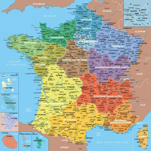Puzzle Carte De France Dpartements - Puzzle Bois 100 Pices Michle Wilson