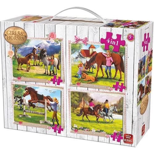 Puzzle 12 Pices 4 Puzzles - Girls & Horses