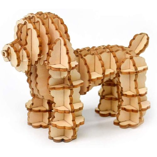 Puzzle 3d En Bois, Jouets Pour Enfants Et Adultes, Modle Animal Chien Caniche