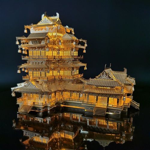 Puzzle 3d En Mtal, Tour Yuejiang, Bricolage, Dcoupe Laser, Assembler Modle, Jouets Ocan Chinois Ancien, Unisexe Pour Adultes
