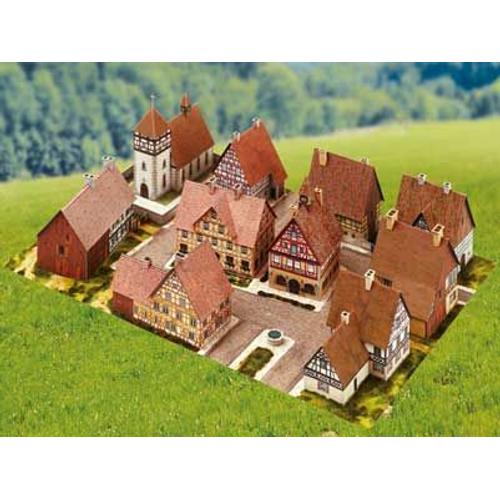 Puzzle 5 Pices Maquette En Carton : Village Aux Maisons  Colombages