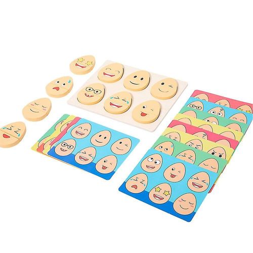Puzzle Amusant En Forme D'?Uf En Bois Pour Enfants D'age PrScolaire, Blocs De Tri D'expressions, Jeu De Correspondance Pour Les Tout-Petits, Gar?Ons Et Filles