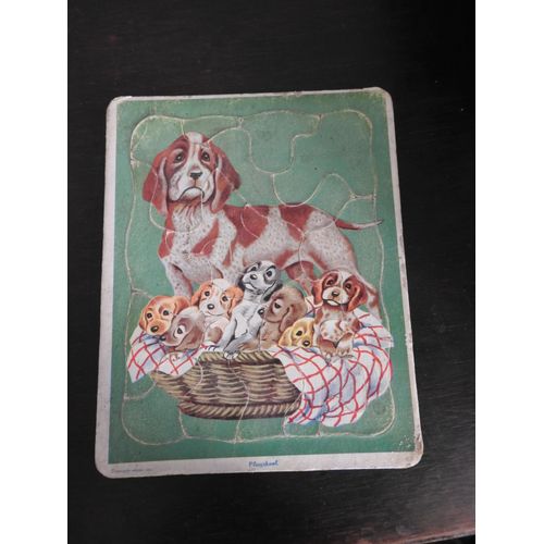 Puzzle Ancien Playskool / Chienne Et Chiots Dans Pannier