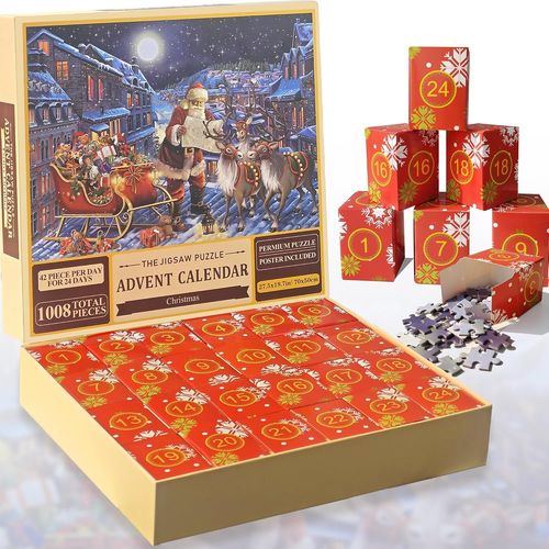 Puzzle Calendrier De L'avent 2024 Puzzle De Nol 1000 Pices Puzzle Adulte Pre Nol, Renne Lutin Calendrier De L'avent 24 Jours Compte  Rebours Jusqu' Nol Puzzle Cadeau