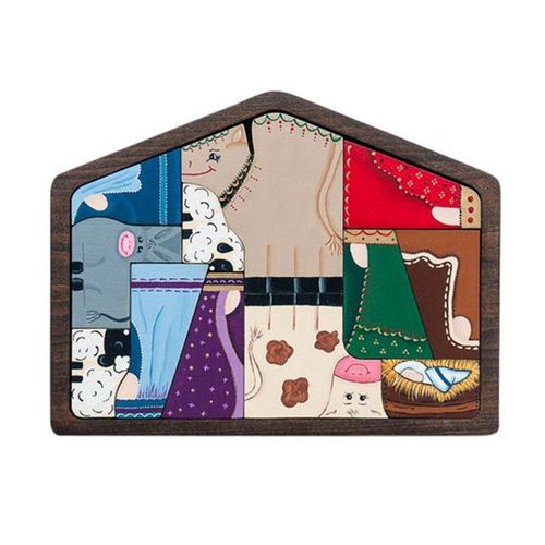 Puzzle De Couleur Nativit Fait  La Main, Unique, Fait  La Main, En Bois, Figurines De Dcoration De Table Pour Nol, Ensemble De Puzzle De Jsus