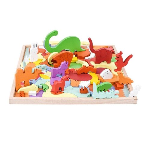 Puzzle en bois  empiler d'animaux, blocs de jouets, coupe 3D, forme irrgulire, ensemble de jeu Tangram pour les tout-petits ge prscolaire 2 +