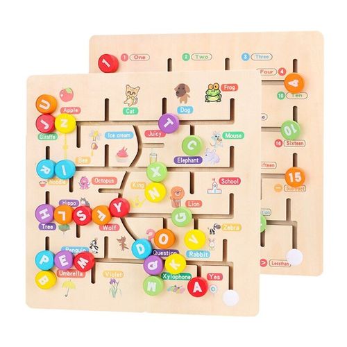 Puzzle Labyrinthe Coulissant, Apprentissage Prcoce Des Lettres Et Des Chiffres, Jouets D'Orthographe, En Bois Artisanal, Jouet Pour Enfants