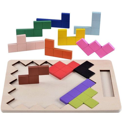 Puzzle Tangram En Bois Color Pour Enfant, Jeu Tetris, ducatif, Intellectuel, Cadeau