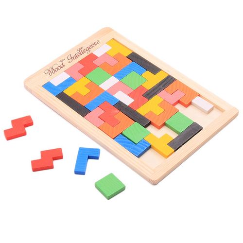 Puzzle Tangram En Bois Color Pour Enfant, Jeu Tetris, ducatif, Intellectuel, Cadeau