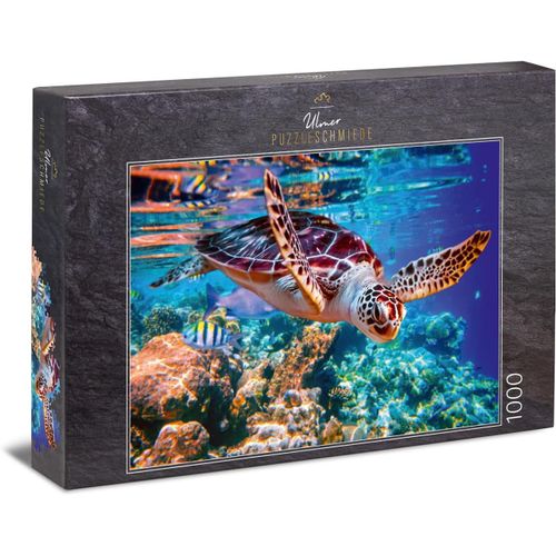 Puzzle Tortue De Mer: Puzzle 1000 Pices - Motif De Puzzle D'une Tortue De Mer Comme Une Photo Sous-Marine Colore