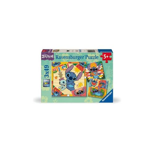 Puzzles 3 X 49 Pices Ravensburger Aloha Disney Stitch