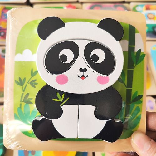 Puzzles 3d En Bois Pour Tout-Petits,Planches  Main,Jouets Tangram,Jouets Pour Bbs,Vhicule De Dessin,Animaux - Type Panda