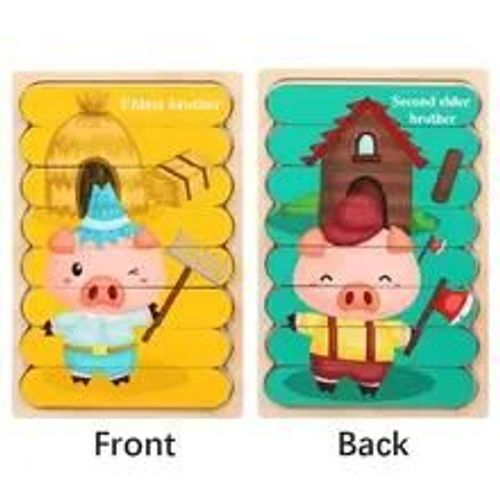 Puzzles D'animaux De Dessin Anim Pour Enfants, Bande Double Face, Jeu De Puzzle Montessori, Jouets En Bois Pour Bb Dos-Style-05