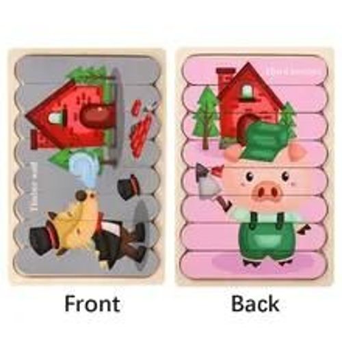 Puzzles D'animaux De Dessin Anim Pour Enfants, Bande Double Face, Jeu De Puzzle Montessori, Jouets En Bois Pour Bb Dos-Style-06