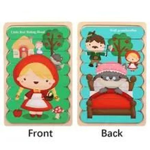 Puzzles D'animaux De Dessin Anim Pour Enfants, Bande Double Face, Jeu De Puzzle Montessori, Jouets En Bois Pour Bb Dos-Style-07