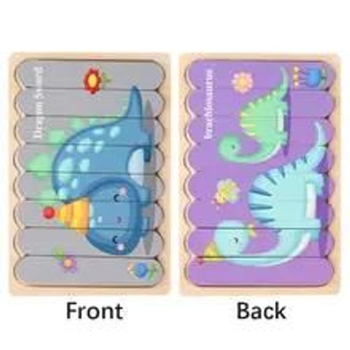 Puzzles D'animaux De Dessin Anim Pour Enfants, Bande Double Face, Jeu De Puzzle Montessori, Jouets En Bois Pour Bb Dos-Style-14