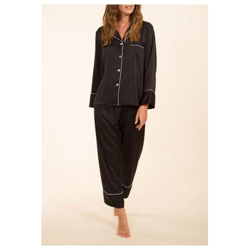 Pyjama Fluide En Satin Noir Femme