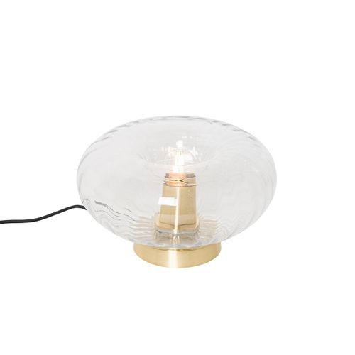 Qazqa Art Deco Art Deco Tafellamp Goud Met Glas - Ayesha Verre /Acier Dor Rond / Luminaire / Lumiere / clairage / Intrieur / Salon E27 Max. 1 X 25 Watt