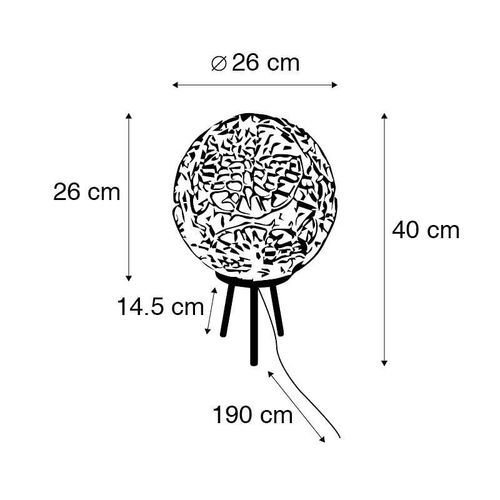 Qazqa Art Deco Art Deco Tafellamp Tripod Goud - Maro Aluminium /Acier Dor/Laiton,Noir Rond / Lampe De Lecture / Luminaire / Lumiere / clairage / Intrieur / Salon E27 Max. 1 X 40 Watt