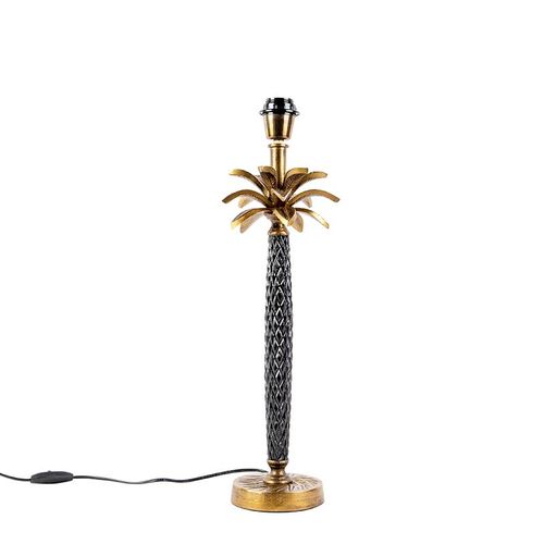 Qazqa Art Deco Lampe De Table / Lampe  Poser / Luminaire / Lumiere / clairage Art Dco Dor Sans Abat-Jour - Areka Aluminium Noir,Bronze Oblongue / Intrieur E27 Max. 1 X 40 Watt