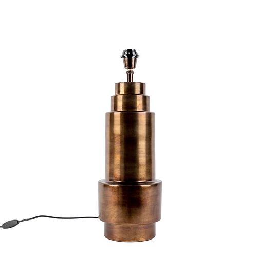 Qazqa Art Deco Lampe De Table / Lampe  Poser / Luminaire / Lumiere / clairage Art Deco En Bronze Sans Abat-Jour - Bruut Acier Bronze Oblongue / Intrieur E27 Max. 1 X 40 Watt
