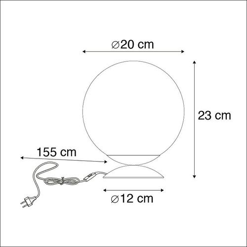 Qazqa Art Deco Lampe De Table / Lampe  Poser / Luminaire / Lumiere / clairage Art Dco En Laiton Avec Verre Noir - Pallon /Acier Laiton,Noir Globe / Intrieur / Salon E27 Max. 1 X 25 Watt