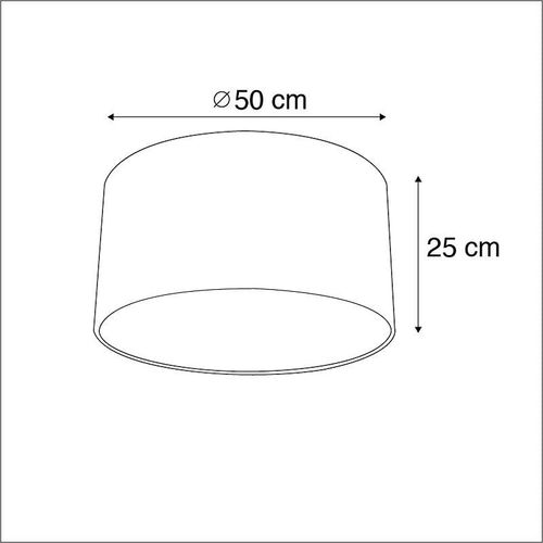 Qazqa Classique/Antique Coton Abat-Jour En Velours Jaune 50/50/25 Avec IntRieur Dor , Rond / Cylindrique Abat-Jour Suspendu ,Abat-Jour Lampadaire