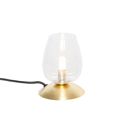 Qazqa Classique/Antique Klassieke Tafellamp Goud Met Glas - Elien Acier /Verre Dor/Laiton,Transparent Rond / Lampe De Lecture / Luminaire / Lumiere / ÉClairage / IntRieur / Salon G9...