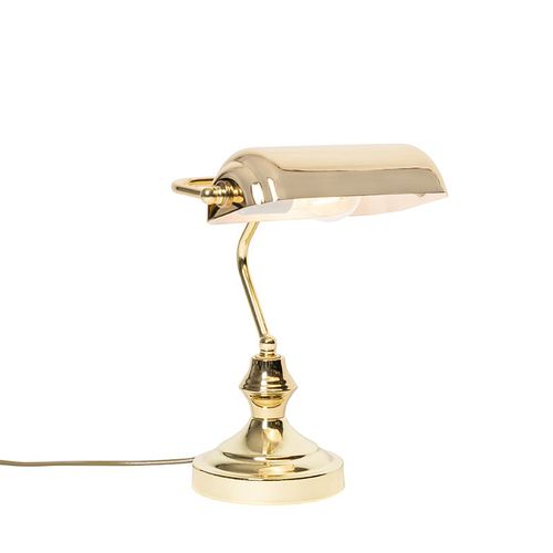 Qazqa Classique/Antique Klassieke Tafellamp/Notarislamp Brons - Banker Acier Bronze Autres / Lampe De Lecture / Luminaire / Lumiere / ÉClairage / IntRieur / Salon E27 Max. 1 X 60 Watt