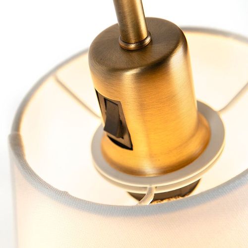Qazqa Classique/Antique Lampe De Table / Lampe á Poser / Luminaire / Lumiere / ÉClairage Classique Bronze Avec Abat-Jour Blanc - Ashley Tissu /Acier Blanc,Bronze Oblongue / IntRieur / Salon E27 Max. 1 X 60 Watt