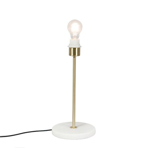 Qazqa Classique/Antique /Rtro Lampe De Table / Lampe  Poser / Luminaire / Lumiere / clairage Classique En Laiton - Kaso Acier /Marbre Blanc,Dor/Laiton Rond / Intrieur E27 Max. 1 X 60 Watt