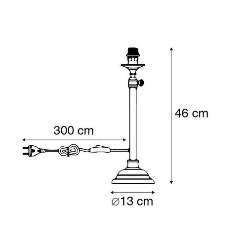 Qazqa Classique/Antique /Rustique Lampe De Table / Lampe  Poser / Luminaire / Lumiere / clairage Classique Noir Rglable Sans Abat-Jour - Accia Acier Noir Oblongue / Lampe De Bureau / Intrieur E14 Max. 1 X 40 Watt