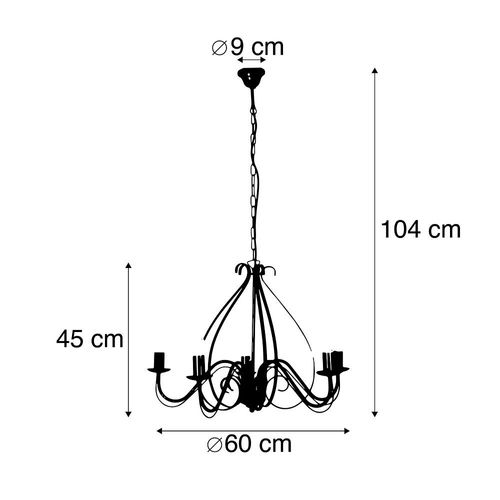 Qazqa Classique/Antique Suspension / Lustre / Chandelier / Luminaire / Lumiere / ÉClairage Classique Or / DorE / D'or Antique 5 Ampoules - Giuseppe 5 Acier Dor/Laiton Rond / IntRieur...
