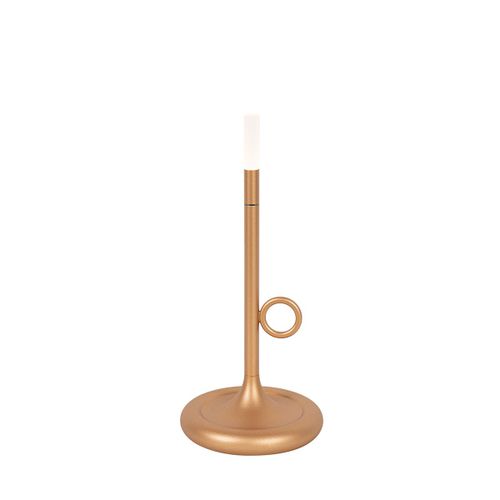 Qazqa Design Buiten Tafellamp Goud Incl. Led En Dimmer Oplaadbaar - Sjarel Aluminium /Plastique Dor Oblongue / ExtRieur / Jardin / Luminaire / Lumiere / ÉClairage Led (Non RemplaAble)...
