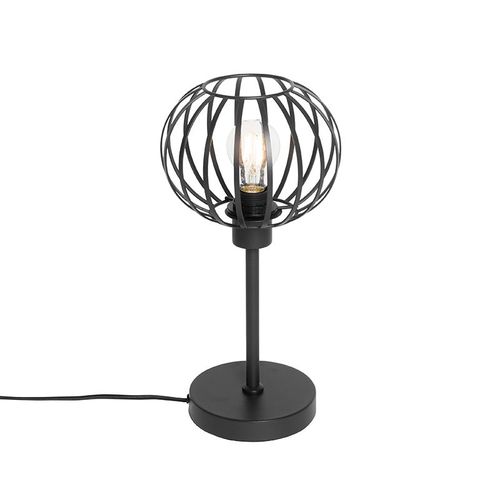 Qazqa Design Design Tafellamp Zwart - Johanna Acier Noir Oblongue / Lampe De Lecture / Luminaire / Lumiere / clairage / Intrieur / Salon E27 Max. 1 X 40 Watt