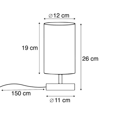 Qazqa Design /Industriel /Moderne Lampe De Table / Lampe á Poser / Luminaire / Lumiere / ÉClairage Moderne Blanche Ronde 12 Cm Dimmable - Milo 2 MTal /Tissu Blanc,Acier Cylindre /Rond /...