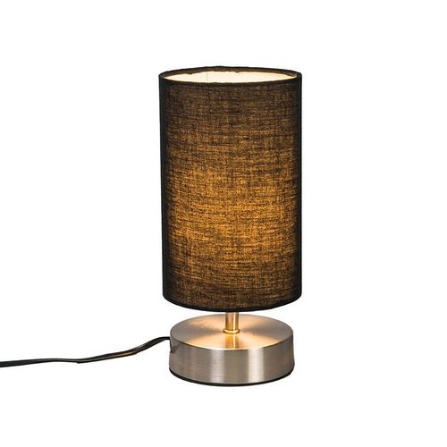 Qazqa Design /Industriel /Moderne Lampe De Table / Lampe á Poser / Luminaire / Lumiere / ÉClairage Moderne Noire Avec Acier - Milo 2 MTal /Tissu Noir,Acier Cylindre /Rond / Lampe De...