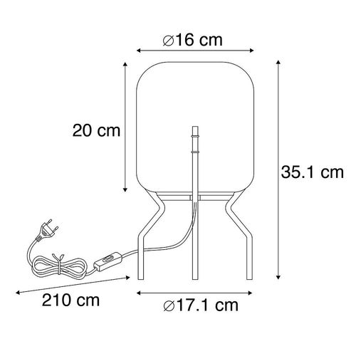 Qazqa Design Lampe De Table / Lampe á Poser / Luminaire / Lumiere / ÉClairage Design Noire Avec Verre Fum - Bliss Aluminium / Noir Rond / IntRieur / Salon E27 Max. 1 X 40 Watt