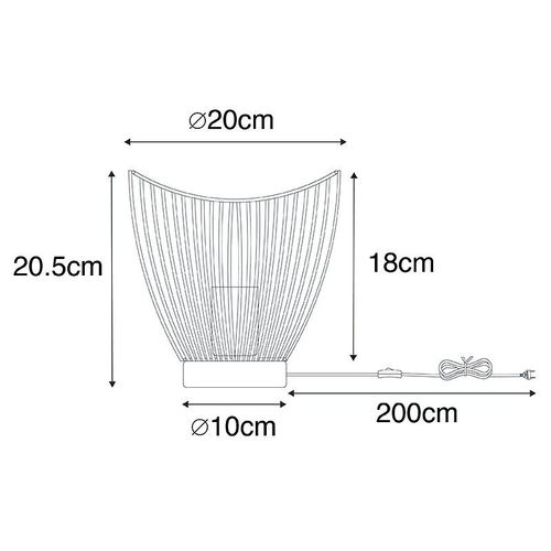 Qazqa Design /Moderne Lampe De Table / Lampe á Poser / Luminaire / Lumiere / ÉClairage Moderne Noire 20 Cm - Pua Acier Noir Rond / IntRieur / Salon E27 Max. 1 X 40 Watt