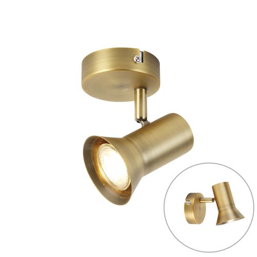 Qazqa Design /Moderne /RTro Plafonnier Et Applique Murale Bronze Rotatif Et Inclinable - Karin 1 MTal Bronze Rond / Luminaire / Lumiere / ÉClairage / IntRieur / Cuisine Gu10 Max. 1 X...