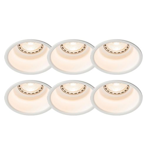 Qazqa Design /Moderne Set Van 6 Inbouwspots Wit Rond - Dept Aluminium Blanc Rond / Luminaire / Lumiere / clairage / Intrieur / Salon / Cuisine Gu10 Max. 1 X 50 Watt