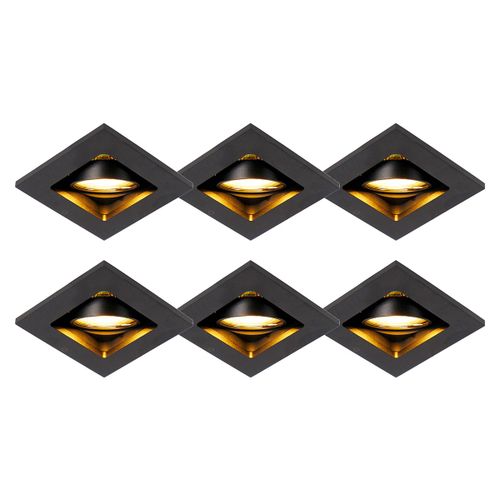 Qazqa Design /Moderne Set Van 6 Moderne Inbouwspots Zwart Verstelbaar - Qure Aluminium Noir Carr / Luminaire / Lumiere / clairage / Intrieur / Salon / Cuisine Gu10 Max. 1 X 50 Watt