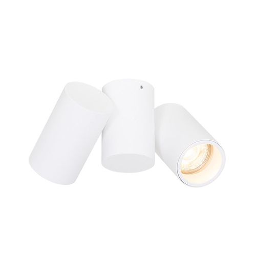 Qazqa Design Plafonnier Spot Design Blanc 2 Ampoules Lumires Orientable - Michael Acier Blanc Oblongue / Luminaire / Lumiere / clairage / Intrieur / Salon / Cuisine Gu10 Max. 2 X 50 Watt