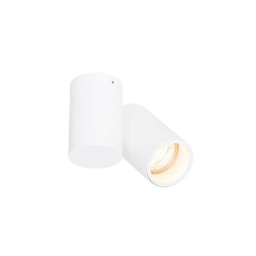 Qazqa Design Plafonnier Spot Design Blanc Rglable - Michael Acier Blanc Cylindre / Luminaire / Lumiere / clairage / Intrieur / Salon / Cuisine Gu10 Max. 1 X 50 Watt