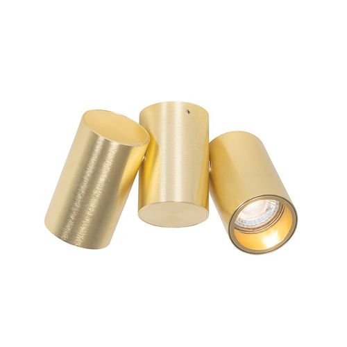 Qazqa Design Plafonnier Spot Design Laiton 2 Ampoules Lumires Orientable - Michael Acier Dor/Laiton Oblongue / Luminaire / Lumiere / clairage / Intrieur / Salon / Cuisine Gu10 Max. 2 X...