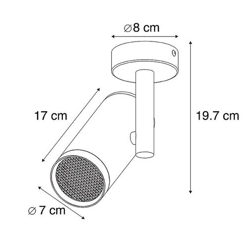 Qazqa Design Plafonnier Spot Design Noir - Scopio Honey Aluminium /Acier Noir Cylindre / Luminaire / Lumiere / clairage / Intrieur / Salon / Cuisine Gu10 Max. 1 X 50 Watt