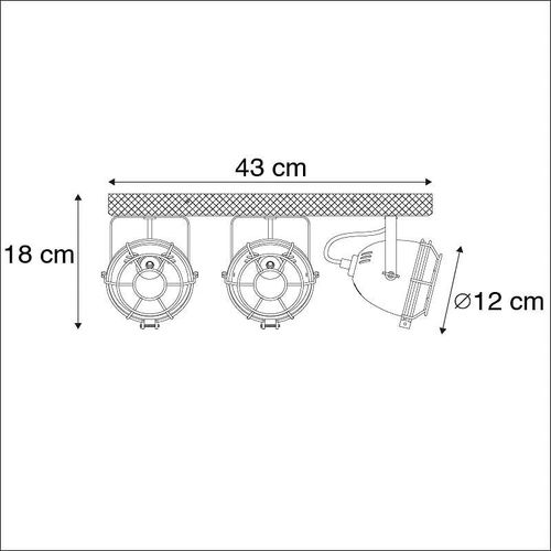 Qazqa Industriel Smart Plafonnier  Plafonnier Spot   Fixer Au Plafond Brun Rouille Inclinable Incl.3 Wifi Gu10 - Gina Bois /Acier Brun Rouille Oblongue / Luminaire / Lumiere / ÉClairage / IntRieur / Salon / Cuisine Gu10 Max. 3 X 5 Watt